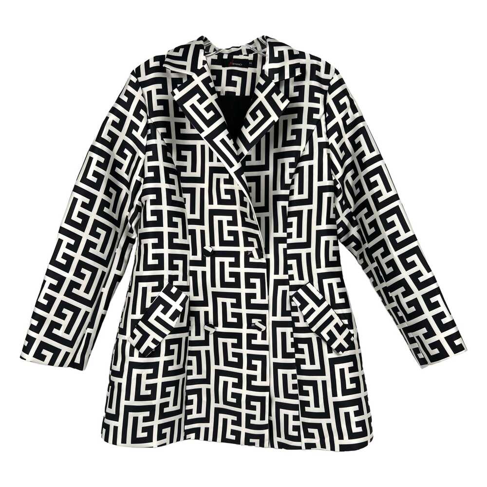 N by Nancy Black White Pea Coat Mid-Length Button Closure Long Sleeve | Womens S
